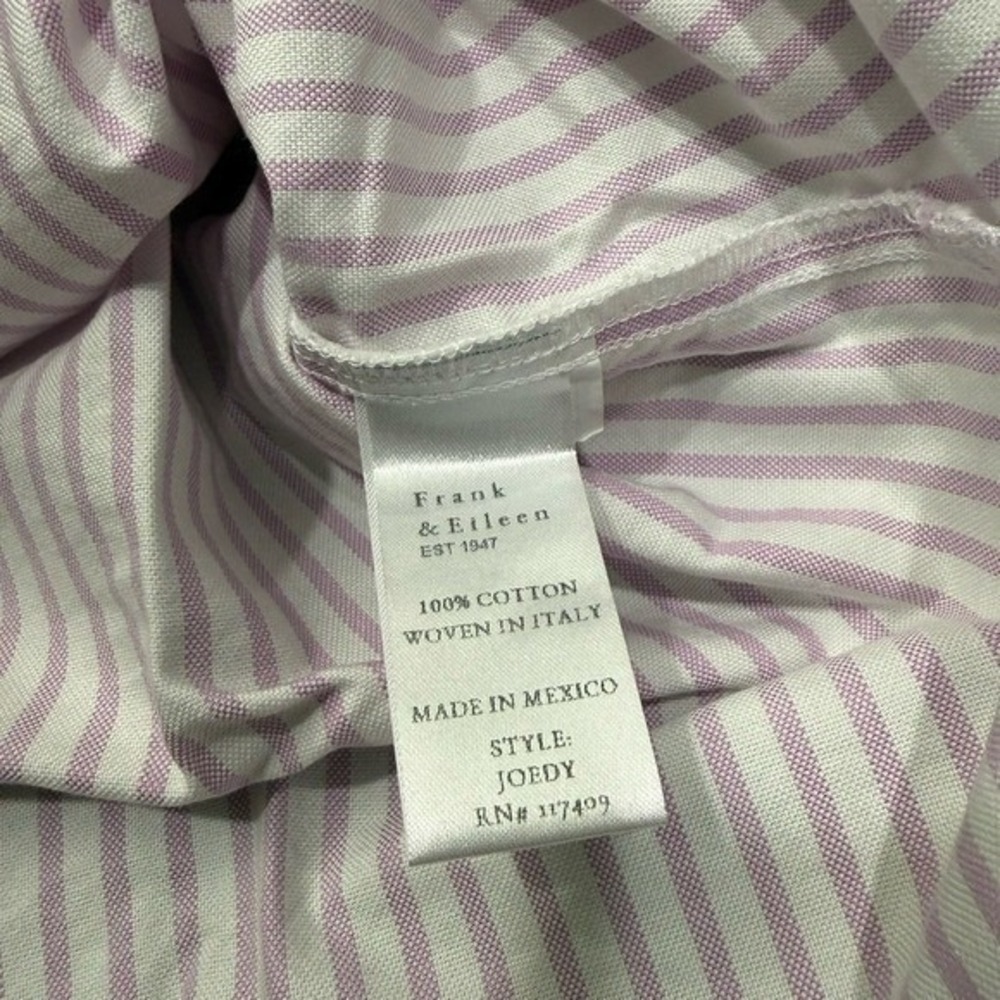 Frank & Eileen Joedy Boyfriend Cotton Button-Up Shirt WIDE PURPLE STRIPE NEW‎ S - Picture 8 of 12